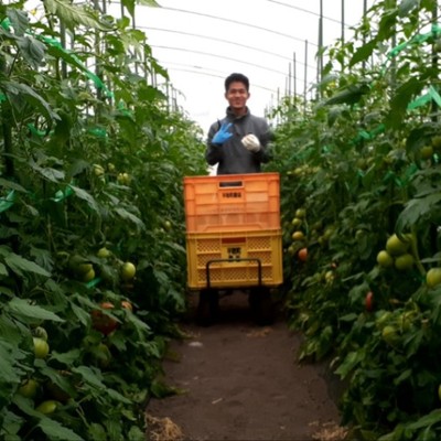 四方山に囲まれ、自然豊かな農村地帯ですが、北海道最大のトマト産地（びらとり町）の農家です。ブランドトマト（ニシパの恋人）の栽培や収穫をお手伝いいただけませんか？　所有するビニールハウスは全部で40棟！